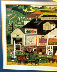 Peppercricket Farms Folk Art Painting Framed Rural Americana Scene