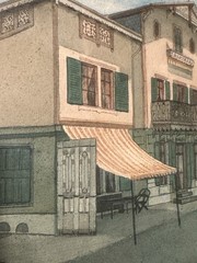 Antique Original Watercolor By Jean Danner 1868 -1939 Swiss Alps Inn Cafe