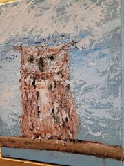 Textured Owl Painting Vibrant Abstract Expressionism Canvas Painting