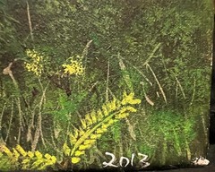 Original Artist Signed R Montanez Oil Painting Landscape Outhouse Latin-American