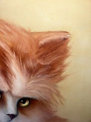 Original Fluffy Ginger Kitty Cat Yellow Eyes Portrait Canvas Painting 14”x18”