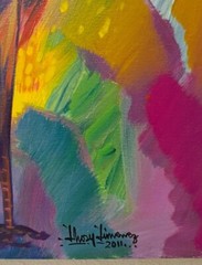 JHOSY JIMENEZ 1961 ACRYLIC PAINTING CANVAS 2011 SIGNED TITLED ROOSTER DOMINICAN