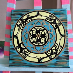 Original Kayla Braden “Sincerity” Teal Acrylic Mandala Painting on Canvas 🖤