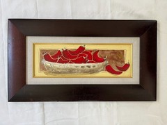 Original Penelope Hunter oil painting still life red pepper signed framed 2005