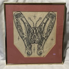 Adult Art Female Nude Moth Myth Sketch CE Charles Fogle Arkansas Artist Framed