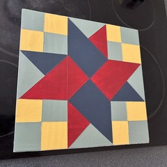 Barn Quilt Painting Wall Hanging 11.75×12” Solid Wood 3/4”