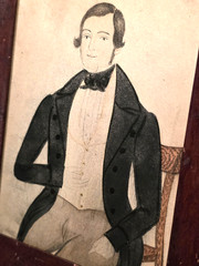 RARE-Jane Anthony Davis c. 1840 – AMERICAN FOLK ART- MINIATURE PORTRAIT PAINTING