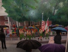 Vintage Original American Patriotic Parade LARGE Framed Expressionism Oil