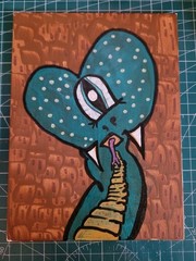 Original Painting Cobra Cyclops Derp Snake Green Death Noodle Lowbrow Art Animal