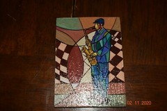 RICARDO MAYA PAINTING ABSTRACT MODERNIST MUSIC MAN PORTRAIT CUBISM MINI SWEET