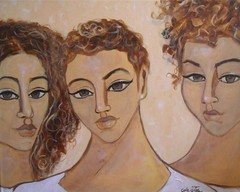 ORIGINAL Three Natural Hair Sisters Portrait Painting Canvas Art, 2015