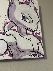 Mewtwo Pokémon Painting 16×16 Acrylic On Canvas Made By Me