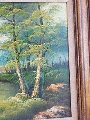 Vintage Cantrell Framed 28″ X 24″ Oil Painting Landscape Autumn