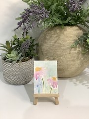 ACEO By Kenna Painting Original Art Card Daisy Flowers 2.5” X 3.5” Signed ÀTC