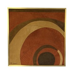 Vintage Mid Century Suede Leather Geometric Abstract Art Signed M. Lavit 30×30