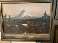 50’s Washington DC artist LOCKE WALLACE oil PAINTING “Landscape” Folk Art