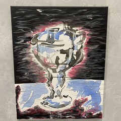 Art Painting on canvas hand painted “Between Glass and Emptiness” 16×20 COA