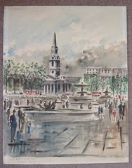 2 Original Guy De Neyrac MCM Watercolors – Monte Carlo & London Trafalgar Square