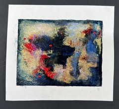 Mixed Media Abstract Painting “4 Wishes” Acrylic Sparkles Glitter 5×5” Fine Art