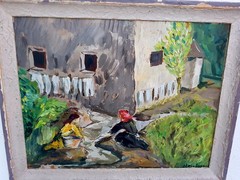 No.: 1033 oil painting artwork frame painting oil painting city river people