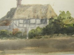 F.W.Watts R.A. (1800-1870) watercolor painting cottage Gardner Street ex.Sotheby