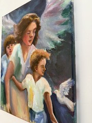 Angel, Original painting oil,11×14, Home GIFT, Christian Religious Spiritual Art