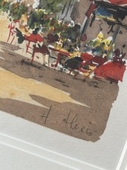 H ALEXIS French Impressionist Paris France ARC DE TRIOMPHE Red Cafe City Print