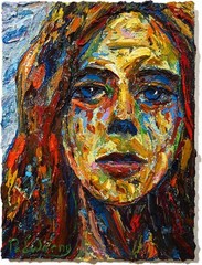 MODERN WOMAN GIRL ART SIGNED FEMALE OIL PAINTING ABSTRACT PORTRAIT VINTAGE DECO
