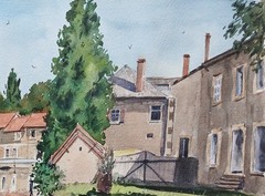 Original Painting in Watercolor „Donzy, France“ 16″x 12″