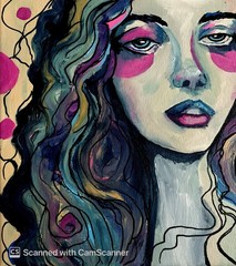 Original Acrylic Painting 14×11 Signed Canvas Art, Expressive Pop Art Portrait