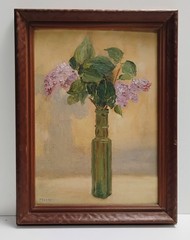 VTG Expressionist Still Life Flowers In Bottle Painting FRAMED 13X17