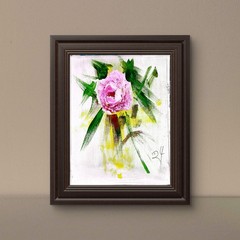 Single Pink Rose Contemporary Expressionist Original Acrylic 9×12