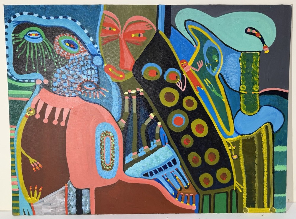 Visionary Expressionist Dream Painting By New York Outsider Artist Louise Abrams