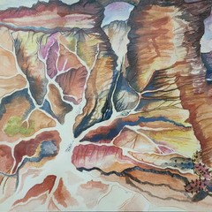 Mary Lou Ray Greer Original Watercolor Painting Southwest Desert Canyon Framed