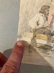 Painting Watercolour Pencil Xixth 1830 Barque Romanticism Landscape Antique