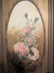 A. K. White Framed Still Life Roses Floral Painting on Canvas Vertical Signed