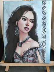 Beautiful Girl Paintings pearl Woman Portrait Hand Original Oil art Empowerment
