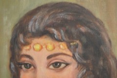 Vintage Gypsy Art Painting on Board Original Signed MCM Art by Nia Dondo