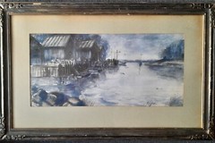 THOMAS MALLOY(1913/2008) NEW JERSEY AFRICAN AMERICAN ARTIST LARGE WATERCOLOR