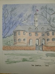 Watercolor Painting Of The Capitol Williamsburg Signd Helen Wilson 2003 Unframed