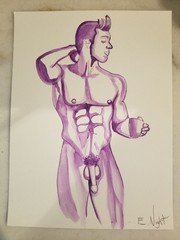 9×12 Watercolor original art minimalist gay art