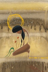 Rick BEAVER “ Homage To A Flower “ Canvas Native Art Indigenous Love Ojibway