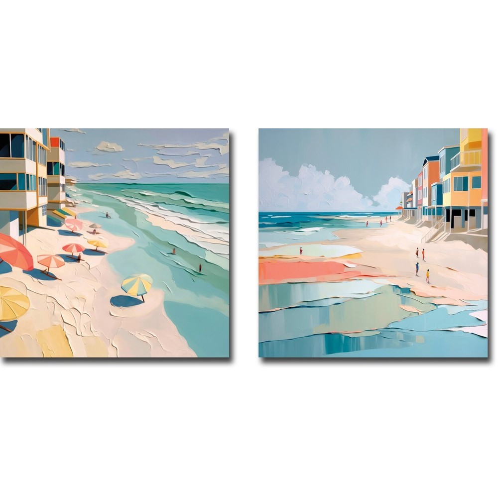 Oceanic Hues 1 & 2 by Irena Orlov 2-pc Canvas Giclee Art Set (18 x 18 in each)
