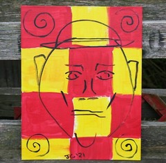 CHECKERBOARD GAME FACE MAN Jr CHARLIE FAST OUTSIDER POLITICAL FOLK POP ART USA