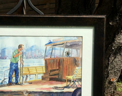 Original Tug Boat Watercolor by: LAURA HOPPER. Colorful-Detailed-Excellent.