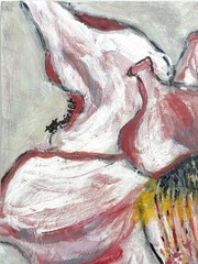 Stargazer Lily Flower Painting Original Acrylic 10×10 Wood Panel Fine Art Decor