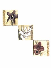 Botanical Floral Canvas Wall Art Set of 3 Flower Prints Farmhouse Floral 7 x7″