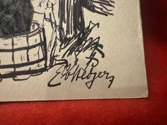 old artist drawing ink pen drawing or similar signed Etterberg? (3rd)