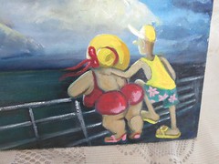 Painting Humorous Couple Gazing at Ocean by Bridgeman
