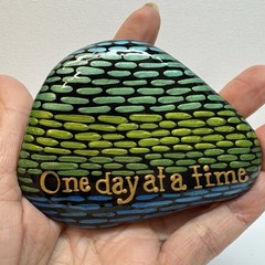One Day At A Time Encouragement/Kindness Rock – Hand-Painted By Jadel Rocks